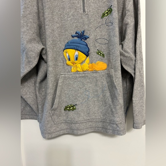 Vintage Looney Tunes Tweety Bird Quarter Zip Fleece - Picture 3 of 10